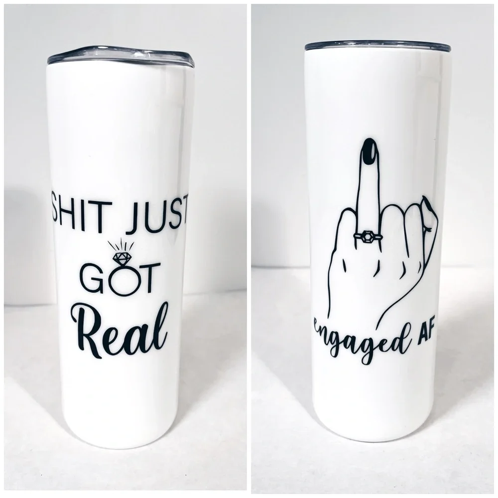 Engagement Gift Engaged AF Tall Insulated Resin Tumbler Cup with Lid